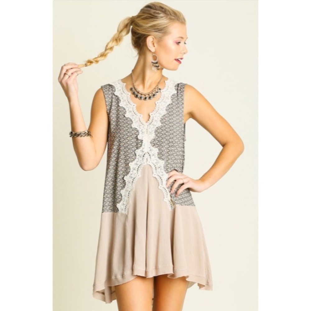 ❗️CLEARANCE❗️Latte Lace Tunic Dress S M L - Picture 2 of 5